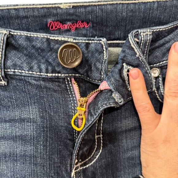 Wrangler Womens Medium Wash Bootcut Jeans With Embellished Back Pockets Size 5 - Picture 10 of 11